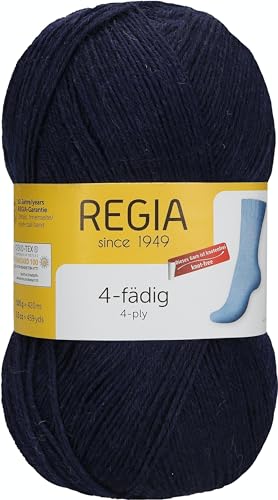 REGIA 4-fädig Uni 9801268-00324 marine Handstrickgarn, Sockengarn, 100g Knäuel REGIA 4-fädig Uni 9801268-00324 marine Handstrickgarn, Sockengarn, 100g Knäuel von Regia