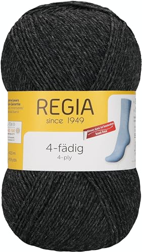 REGIA 4-fädig Uni 9801268-00522 anthrazit meliert Handstrickgarn, Sockengarn, 100g Knäuel REGIA 4-fädig Uni 9801268-00522 anthrazit meliert Handstrickgarn, Sockengarn, 100g Knäuel von Regia