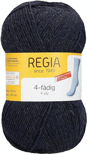 REGIA 4-fädig Uni 9801268-01849 dark indigo meliert Handstrickgarn, Sockengarn, 100g Knäuel REGIA 4-fädig Uni 9801268-01849 dark indigo meliert Handstrickgarn, Sockengarn, 100g Knäuel von Regia