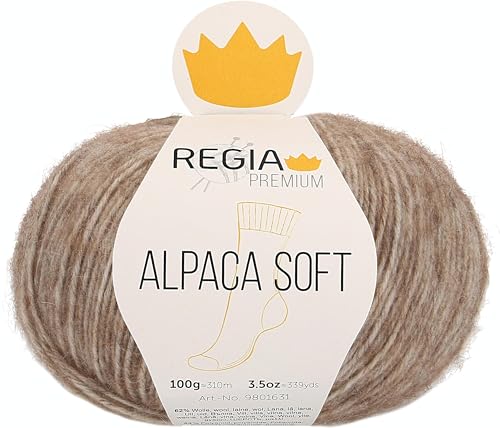 REGIA Premium Alpaca Soft 9801631-00020 camel meliert Handstrickgarn, Sockengarn, 100g Knäuel REGIA Premium Alpaca Soft 9801631-00020 camel meliert Handstrickgarn, Sockengarn, 100g Knäuel von Regia