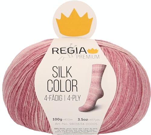 REGIA Premium Silk Color 9801634-00031 rosé color Handstrickgarn, Sockengarn, 100g Knäuel von Regia