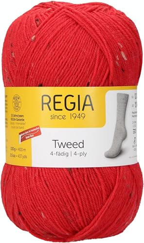 Regia 4-Fädig Uni Tweed, 100G tomate Handstrickgarne von Regia