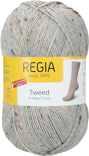 Regia 4-Fädig Uni Tweed, 100G hellgrau Handstrickgarne von Regia