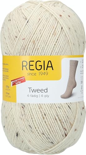 Regia 4-Fädig Uni Tweed, 100G Natur Handstrickgarne von Regia