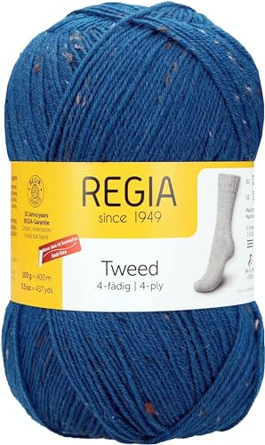 Regia 4-fädig Uni Tweed, 100G petrol Handstrickgarne von Regia