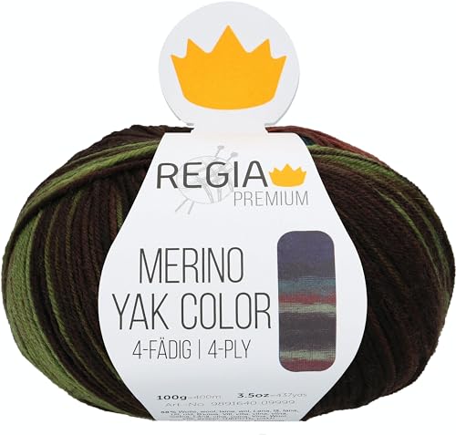 Regia Premium Merino Yak Color, 100G Jungle Gradient Color Handstrickgarne von Regia