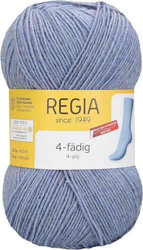 REGIA 4-fädig Uni 9801268-01980 graublau meliert Handstrickgarn, Sockengarn, 100g Knäuel REGIA 4-fädig Uni 9801268-01980 graublau meliert Handstrickgarn, Sockengarn, 100g Knäuel von Regia