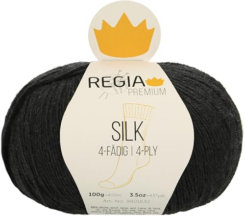 REGIA Premium Silk 9801632-00099 schwarz Handstrickgarn, Sockengarn, 100g Knäuel REGIA Premium Silk 9801632-00099 schwarz Handstrickgarn, Sockengarn, 100g Knäuel von Regia