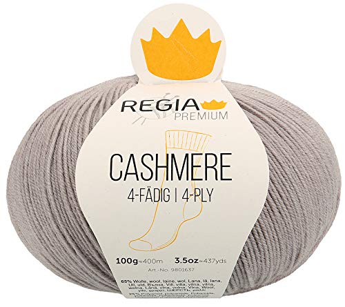 Schachenmayr REGIA Premium Cashmere Farbe 96 Grey, 4-fädig (4ply), Sockenwolle mit Kaschmir, 100g ca. 400m, Nadelstärke 2-3 mm von Regia