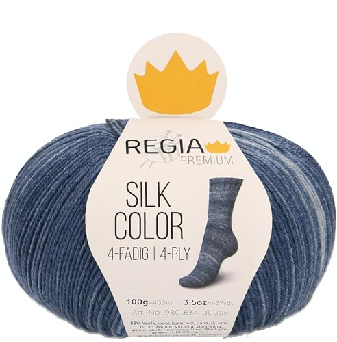 Schachenmayr Regia Premium Silk Color, 100G jeans Handstrickgarne von Regia