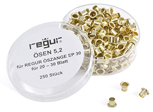 REGUR Ösen 5,2mm für EP 30 Stanz- und Ösenzange, 250 Stück für 20 - 30 Blatt für Verträge, zum Präsentieren, Reparieren, Basteln, Verzieren. REGUR Ösen 5,2mm für EP 30 Stanz- und Ösenzange, 250 Stück für 20 - 30 Blatt für Verträge, zum Präsentieren, Reparieren, Basteln, Verzieren. von Regur