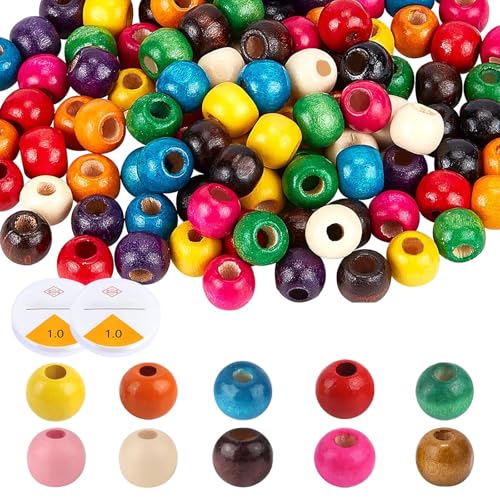 1000 Stück Bunte Holzperlen mit 2 Kristalllinie, 10mm Holzperlen zum Auffädeln, Perlen Holz Runde Holzkugeln Farben Fädelperlen Holz zum Basteln, DIY Schmuck Zubehör für Schmuck Basteln Dekorationen von Reh:ncla