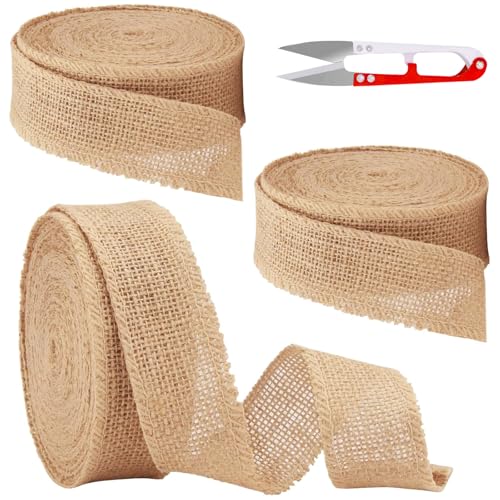 15 Meter Burlap Band, 4 cm Juteband, Burlap Vintage Geschenkband, Weich Sackleinen Band, Vintage-Juteband für DIY, Dekoband Juteband für DIY Handwerk Weihnachten Deko Hochzeit Party(5M/Rollen) von Reh:ncla