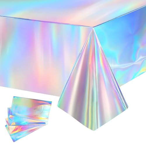 4 Stück Laserholografische Tischdecke, Tischdecke mit Laser-Effekt, Laser Tischdecke, Schmutzabweisende Tischdecke, Wasserdicht Tischdecke, Premium Rechteckige Tischdecke für Festlichkeiten(137*274cm) von Reh:ncla