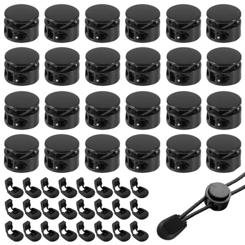 48 Stück Kordelstopper, Federschnurschlösser Kordelklemme, Metall Kordelenden Schnürsenkel Stopper, Verschlusskappen Kordelenden Set, Schnürsenkel Verschluss für Bekleid Kordelzug Rucksack (Schwarz) 48 Stück Kordelstopper, Federschnurschlösser Kordelklemme, Metall Kordelenden Schnürsenkel Stopper, Verschlusskappen Kordelenden Set, Schnürsenkel Verschluss für Bekleid Kordelzug Rucksack (Schwarz) von Reh:ncla