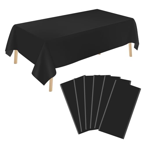 6 Stück Einweg Tischdecke, Wasserfest Ölbeständige Tischdecke, Einweg-Tischdecke Kunststoff, Premium Rechteckige Tischabdeckung, Schmutzabweisende Tischdecke, Kunststoff Tischdecke für Events(Schwarz) von Reh:ncla