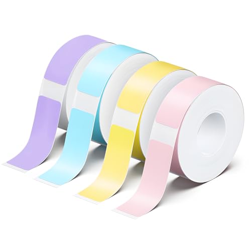 Original P21 Etikettenband-Ersatz, 4 Rollen Thermoetiketten für Etikettendrucker, 720 Stück, 4 Farben Langlebiges, BPA-freies, selbstklebendes Etikettenband für Büro, Schule und Zuhause（12 x 40 mm） von Reh:ncla