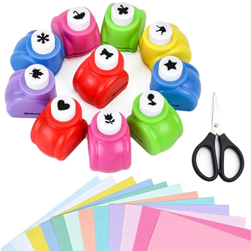 Papierstanzer Motivstanzer Set, 10 Stück Motivstanzer und 50 Stück Tonpapier Bunt, Mini Craft Papier Schläge, Motivstanzer Kinder, Bunte Motivlocher, für Kinder DIY Scrapbook Fotoalbum Handwerk Papierstanzer Motivstanzer Set, 10 Stück Motivstanzer und 50 Stück Tonpapier Bunt, Mini Craft Papier Schläge, Motivstanzer Kinder, Bunte Motivlocher, für Kinder DIY Scrapbook Fotoalbum Handwerk von Reh:ncla