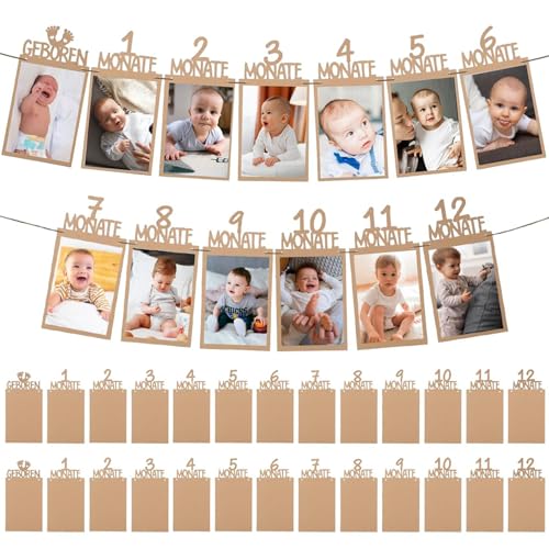 Reh:ncla 2 Stück Baby Ersten Geburtstag Foto Banner, 1 bis 12 Monate Baby Fotogirlande Geburtstagsdeko, Hängende Foto Wanddekoration, Kraftpapier Girlande Erster Kommunion Party Dekor Feiern Reh:ncla 2 Stück Baby Ersten Geburtstag Foto Banner, 1 bis 12 Monate Baby Fotogirlande Geburtstagsdeko, Hängende Foto Wanddekoration, Kraftpapier Girlande Erster Kommunion Party Dekor Feiern von Reh:ncla