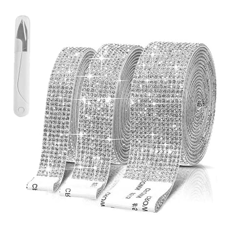 Reh:ncla 3 Rollen Strassband Selbstklebend, Diamantbänder, Kristall, Silber, 110 cm x 1,8 cm x 0,1 cm, DIY Kunsthandwerk, Dekoration Reh:ncla 3 Rollen Strassband Selbstklebend, Diamantbänder, Kristall, Silber, 110 cm x 1,8 cm x 0,1 cm, DIY Kunsthandwerk, Dekoration von Reh:ncla