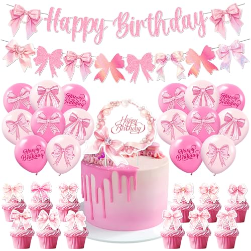 Geburtstagsdeko mädchen,geburtstag partydeko rosa,happy birthday girlande,Luftballons mit Schleife,mit Schleife Cupcake Topper,Geburtstagsdekorationen für Mädchen für Schleifen Mottoparty Geburtstagsdeko mädchen,geburtstag partydeko rosa,happy birthday girlande,Luftballons mit Schleife,mit Schleife Cupcake Topper,Geburtstagsdekorationen für Mädchen für Schleifen Mottoparty von Rehecher