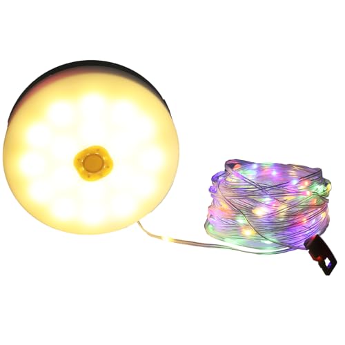 Rehomy Aufrollbare Lichterkette,12m Solarenergie USB 3 in1 Außenlichterketten mit 8 Beleuchtungsmodi,Wasserdichte Lichterkette Camping Licht Aufrollbar Solar Camping Lampe für Camping, Wandern,Bunt von Rehomy