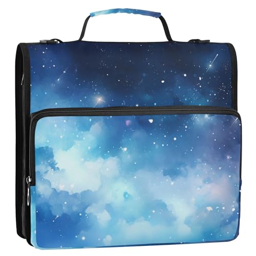 3694 Zeichen, Sternenhimmel, 3-Ringbuch, Reißverschluss, Organizer, Tasche mit Schultergurt und Griff, für Schule, Büro von Reiacy