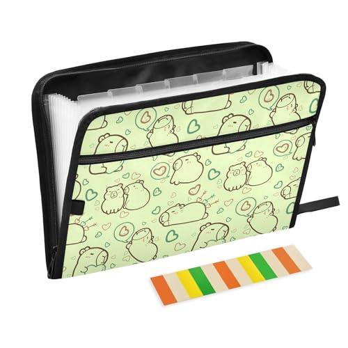 Akkordeon-Dokumentenmappe mit süßen Herzen, mit Klebeetiketten, 13 Taschen, Akkordeon-Aktenordner, Dokumenten-Organizer mit Reißverschluss, Grün Akkordeon-Dokumentenmappe mit süßen Herzen, mit Klebeetiketten, 13 Taschen, Akkordeon-Aktenordner, Dokumenten-Organizer mit Reißverschluss, Grün von Reiacy