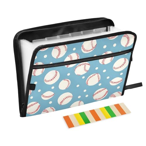 Baseball-Dokumentenmappe mit niedlichem einfachem Muster, mit Klebeetiketten, 13 Taschen, Akkordeon-Aktenordner, Dokumenten-Organizer mit Reißverschluss Baseball-Dokumentenmappe mit niedlichem einfachem Muster, mit Klebeetiketten, 13 Taschen, Akkordeon-Aktenordner, Dokumenten-Organizer mit Reißverschluss von Reiacy