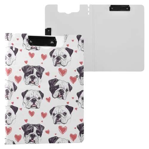 Bulldog Love Heart Pattern Clipboard Folder, A4 Size Folder Clipboard with Pen Slot for Office School Bulldog Love Heart Pattern Clipboard Folder, A4 Size Folder Clipboard with Pen Slot for Office School von Reiacy