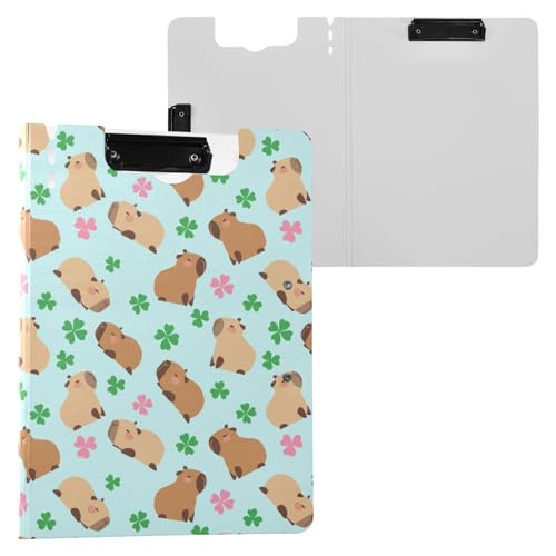 Capybara Klemmbrettmappe mit Glücksklee, blau, A4-Größe, Ordner-Klemmbrett mit Stiftschlitz, für Büro, Schule von Reiacy