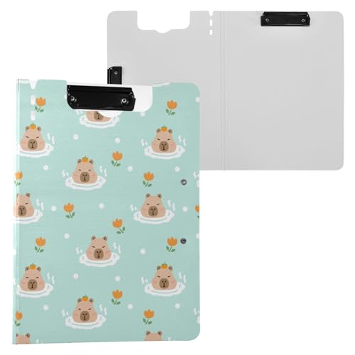 Cartoon Badende Capybara mit Blumen Klemmbrettmappe A4 Größe Ordner Klemmbrett mit Stiftschlitz für Büro Schule von Reiacy