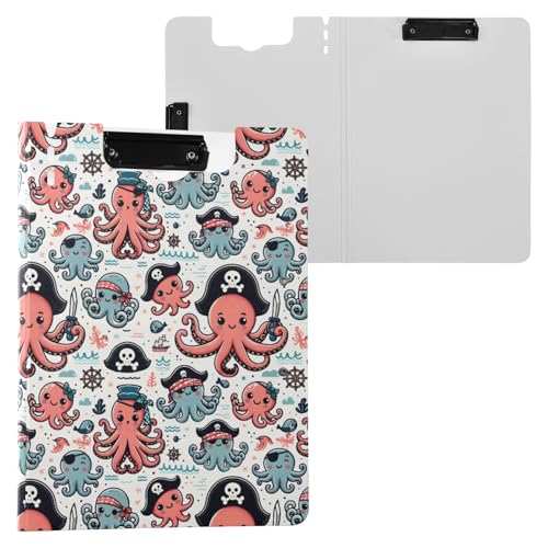 Cartoon-Piraten-Oktopus-Klemmbrett, A4-Größe, Ordner-Klemmbrett mit Stiftschlitz, für Büro, Schule von Reiacy