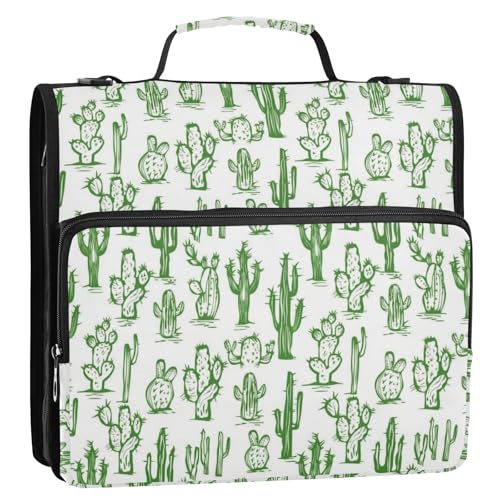 Cartoon Simple Catus Prints 3-Ringbuch mit Reißverschluss, Organizer Tasche mit Schultergurt und Griff für Schule, Büro von Reiacy