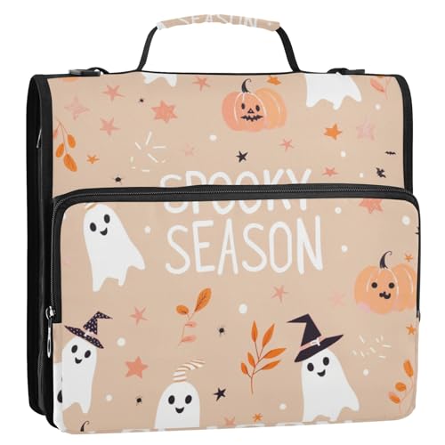 Cartoon-Spooky Season 3-Ringbuch, Reißverschluss, Organizer, Tasche mit Schultergurt und Griff, für Schule, Büro von Reiacy