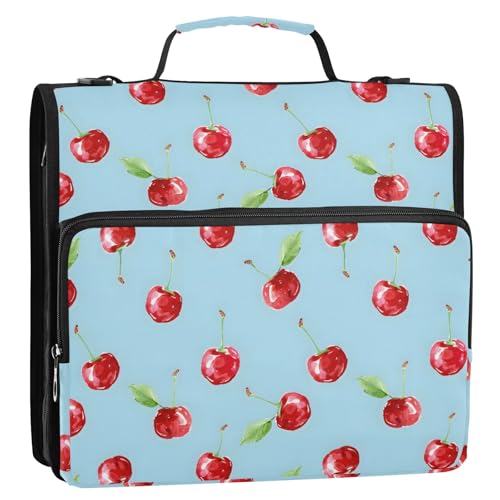 Cherry Painting 3-Ringbuch, Reißverschluss, Organizer, Tasche mit Schultergurt und Griff, für Schule, Büro von Reiacy