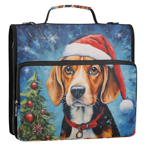 Christmas Beagles 3-Ringbuch, Reißverschluss, Organizer, Tasche mit Schultergurt und Griff, für Schule, Büro von Reiacy