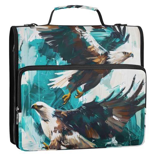 Cool Flying Eagle 3-Ringbuch mit Reißverschluss, Organizer mit Schultergurt und Griff, für Schule, Büro von Reiacy