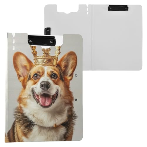 Corgi Smiling with Crown Klemmbrett Ordner A4 Größe Ordner Klemmbrett mit Stiftschlitz für Büro Schule von Reiacy