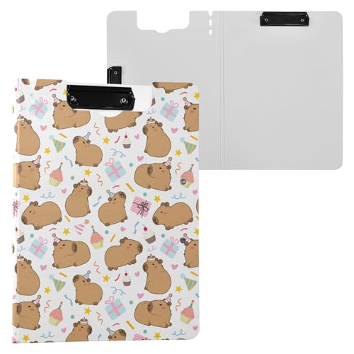 Cute Capybara Cartoon Birthday Party Klemmbrett Ordner A4 Größe Ordner Klemmbrett mit Stiftschlitz für Büro Schule von Reiacy