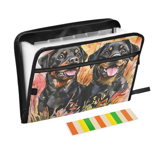 Dokumentenmappe mit 2 schwarzen Hunden, mit Klebeetiketten, 13 Taschen, Akkordeon-Aktenordner, Dokumenten-Organizer mit Reißverschluss Dokumentenmappe mit 2 schwarzen Hunden, mit Klebeetiketten, 13 Taschen, Akkordeon-Aktenordner, Dokumenten-Organizer mit Reißverschluss von Reiacy