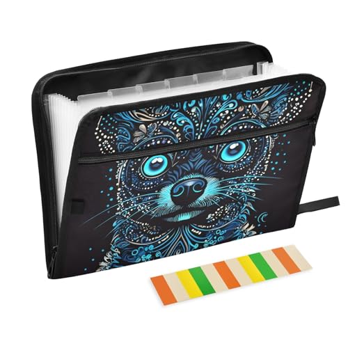 Dokumentenmappe mit schwarzem Hintergrund, mit Klebeetiketten, 13 Taschen, Akkordeon-Aktenordner, Dokumenten-Organizer mit Reißverschluss Dokumentenmappe mit schwarzem Hintergrund, mit Klebeetiketten, 13 Taschen, Akkordeon-Aktenordner, Dokumenten-Organizer mit Reißverschluss von Reiacy