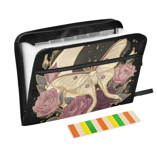 Fächermappe mit Klebeetiketten, 13 Fächer, Akkordeon-Aktenordner, Dokumenten-Organizer mit Reißverschluss, Rosa Fächermappe mit Klebeetiketten, 13 Fächer, Akkordeon-Aktenordner, Dokumenten-Organizer mit Reißverschluss, Rosa von Reiacy