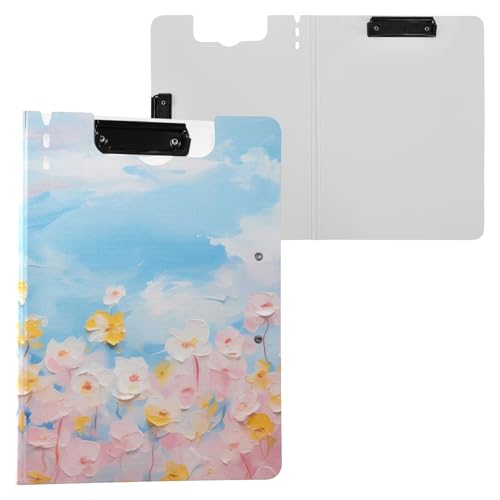 Fantasy Pink Flower Field Klemmbrettmappe, A4-Größe, Ordner-Klemmbrett mit Stifthalter, für Büro, Schule von Reiacy