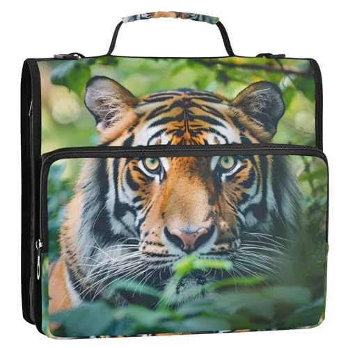 Forest Tiger 3-Ringbuch mit Reißverschluss, Organizer mit Schultergurt und Griff, für Schule, Büro von Reiacy