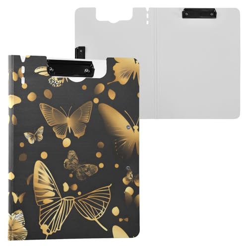 Goldene Retro-Schmetterling-Klemmbrett-Mappe, A4-Größe, Ordner-Klemmbrett mit Stiftschlitz, für Büro, Schule von Reiacy