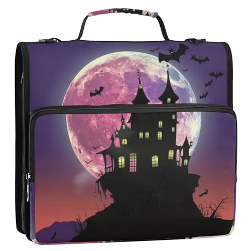 Halloween Castle 3-Ringbuch mit Reißverschluss, Organizer mit Schultergurt und Griff, für Schule, Büro von Reiacy