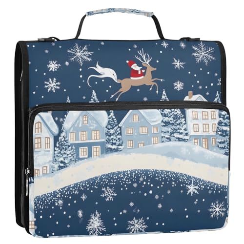 Holiday Christmas Village 3-Ringbuch, Reißverschluss, Organizer, Tasche mit Schultergurt und Griff, für Schule, Büro von Reiacy