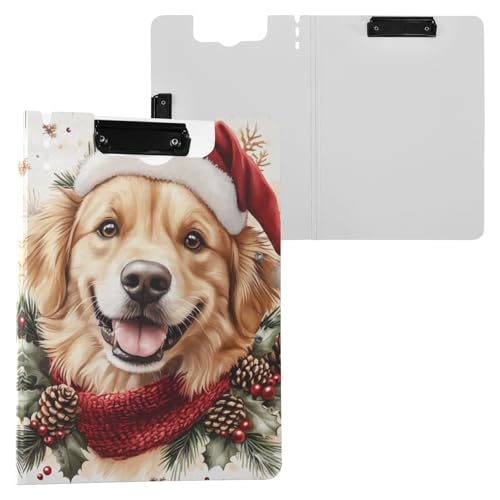 Holiday Puppy Golden Retriever Klemmbrettmappe, A4-Größe, Ordner-Klemmbrett mit Stiftschlitz für Büro, Schule von Reiacy