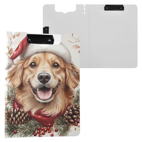 Holiday Smile Golden Retriever Klemmbrettmappe, A4-Größe, Ordner-Klemmbrett mit Stiftschlitz für Büro, Schule von Reiacy